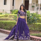 Embroidered Vichitra Silk Lehenga Set With Dupatta