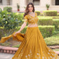 Embroidered Vichitra Silk Lehenga Set With Dupatta