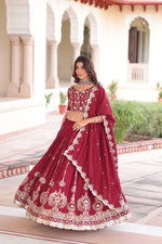 Embroidered Vichitra Silk Lehenga Set