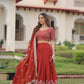 Embroidered Vichitra Silk Lehenga Set