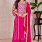Embroidered Vichitra Silk Palazzo Suit with Organza Dupatta