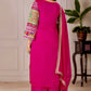 Embroidered Vichitra Silk Palazzo Suit with Organza Dupatta
