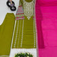Embroidered Vichitra Silk Palazzo Suit with Organza Dupatta