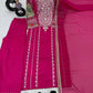 Embroidered Vichitra Silk Palazzo Suit with Organza Dupatta