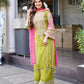 Embroidered Vichitra Silk Palazzo Suit with Organza Dupatta