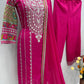Embroidered Vichitra Silk Palazzo Suit with Organza Dupatta