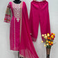 Embroidered Vichitra Silk Palazzo Suit with Organza Dupatta