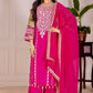 Embroidered Vichitra Silk Palazzo Suit with Organza Dupatta