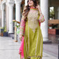 Embroidered Vichitra Silk Palazzo Suit with Organza Dupatta