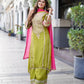 Embroidered Vichitra Silk Palazzo Suit with Organza Dupatta