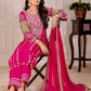 Embroidered Vichitra Silk Palazzo Suit with Organza Dupatta