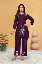 Embroidered Viscose Rayon Kurti Pant Set