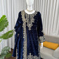 Embroidered Viscose Velvet Palazzo Suit Set