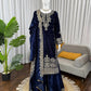 Embroidered Viscose Velvet Palazzo Suit Set