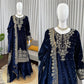 Embroidered Viscose Velvet Palazzo Suit Set