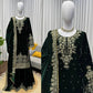 Embroidered Viscose Velvet Palazzo Suit Set