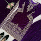Embroidered Viscose Velvet Palazzo Suit Set