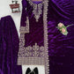 Embroidered Viscose Velvet Palazzo Suit Set