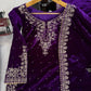 Embroidered Viscose Velvet Palazzo Suit Set