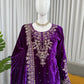 Embroidered Viscose Velvet Palazzo Suit Set