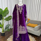 Embroidered Viscose Velvet Palazzo Suit Set