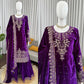 Embroidered Viscose Velvet Palazzo Suit Set