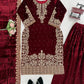 Embroidered Viscose Velvet Palazzo Suit Set