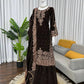 Embroidered Viscose Velvet Palazzo Suit Set