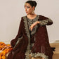 Embroidered Viscose Velvet Palazzo Suit Set