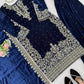 Embroidered Viscose Velvet Palazzo Suit Set