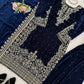 Embroidered Viscose Velvet Palazzo Suit Set