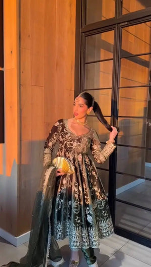 Embroidered Viscose Velvet Suit Set