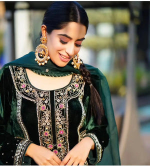 Embroidered Viscose Velvet Suit Set