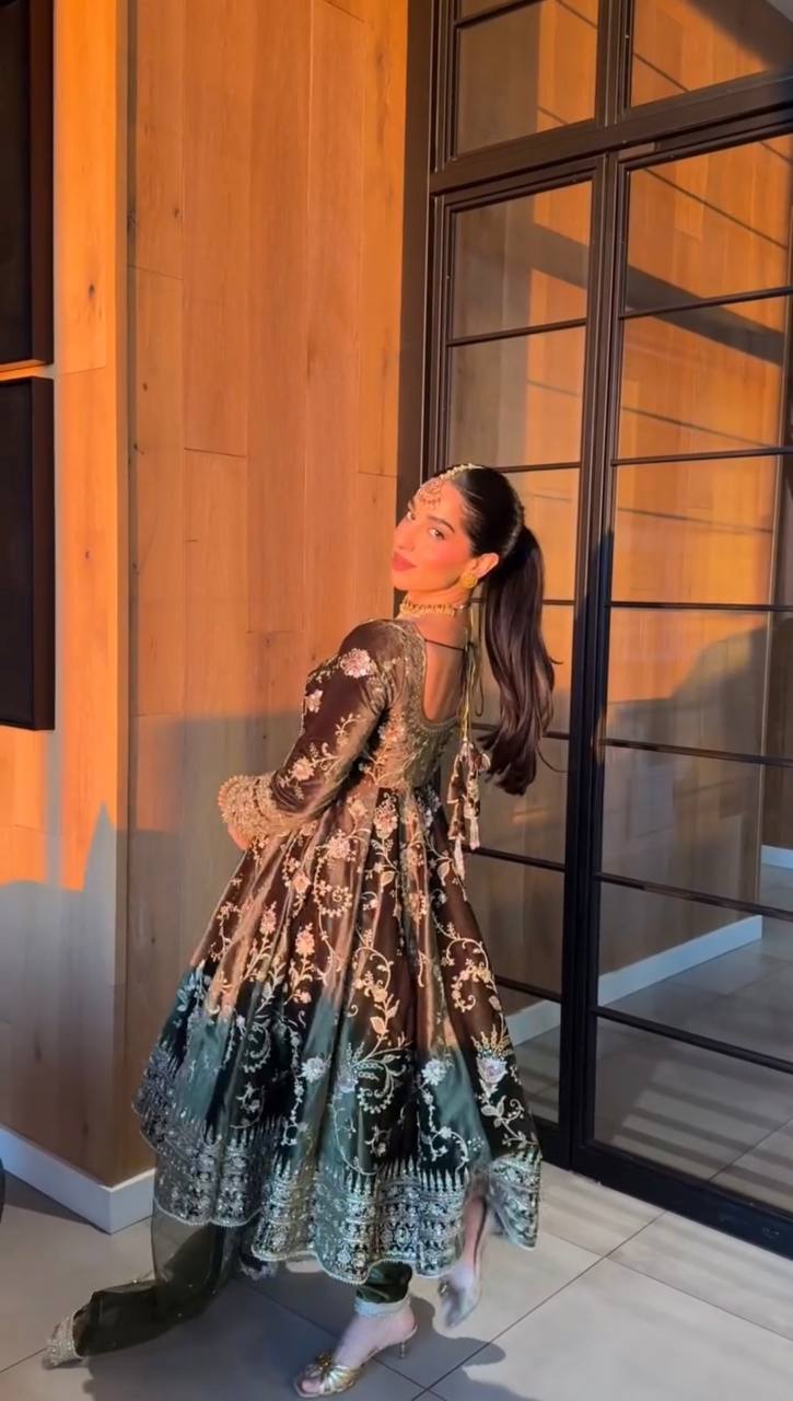 Embroidered Viscose Velvet Suit Set