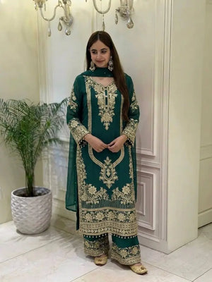 Emerald Gold Embroidered Kurta