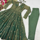 Emerald Grace Embroidered Anarkali Suit Set for Festive and Wedding Wear