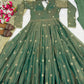 Emerald Grace Embroidered Anarkali Suit Set for Festive and Wedding Wear