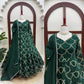 Emerald Green Embroidered Chanderi Gown Set with Open-Back Detail