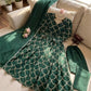 Emerald Green Embroidered Chanderi Gown Set with Open-Back Detail