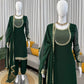 Emerald Green Faux Georgette Sequins Embroidered Patiala Suit for Wedding & Festive Wear