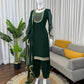 Emerald Green Faux Georgette Sequins Embroidered Patiala Suit for Wedding & Festive Wear