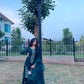 Emerald Green Heavy Faux Georgette Embroidered Palazzo Set with Organza Dupatta