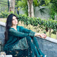 Emerald Green Heavy Faux Georgette Embroidered Palazzo Set with Organza Dupatta
