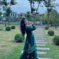 Emerald Green Heavy Faux Georgette Embroidered Palazzo Set with Organza Dupatta