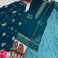 Emerald Green Heavy Faux Georgette Embroidered Palazzo Set with Organza Dupatta