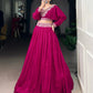 Emerald Green Vichitra Silk Thread Embroidered Lehenga Set