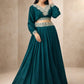 Emerald Green Vichitra Silk Thread Embroidered Lehenga Set