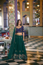Emerald Rangoli Silk Embroidery Lehenga
