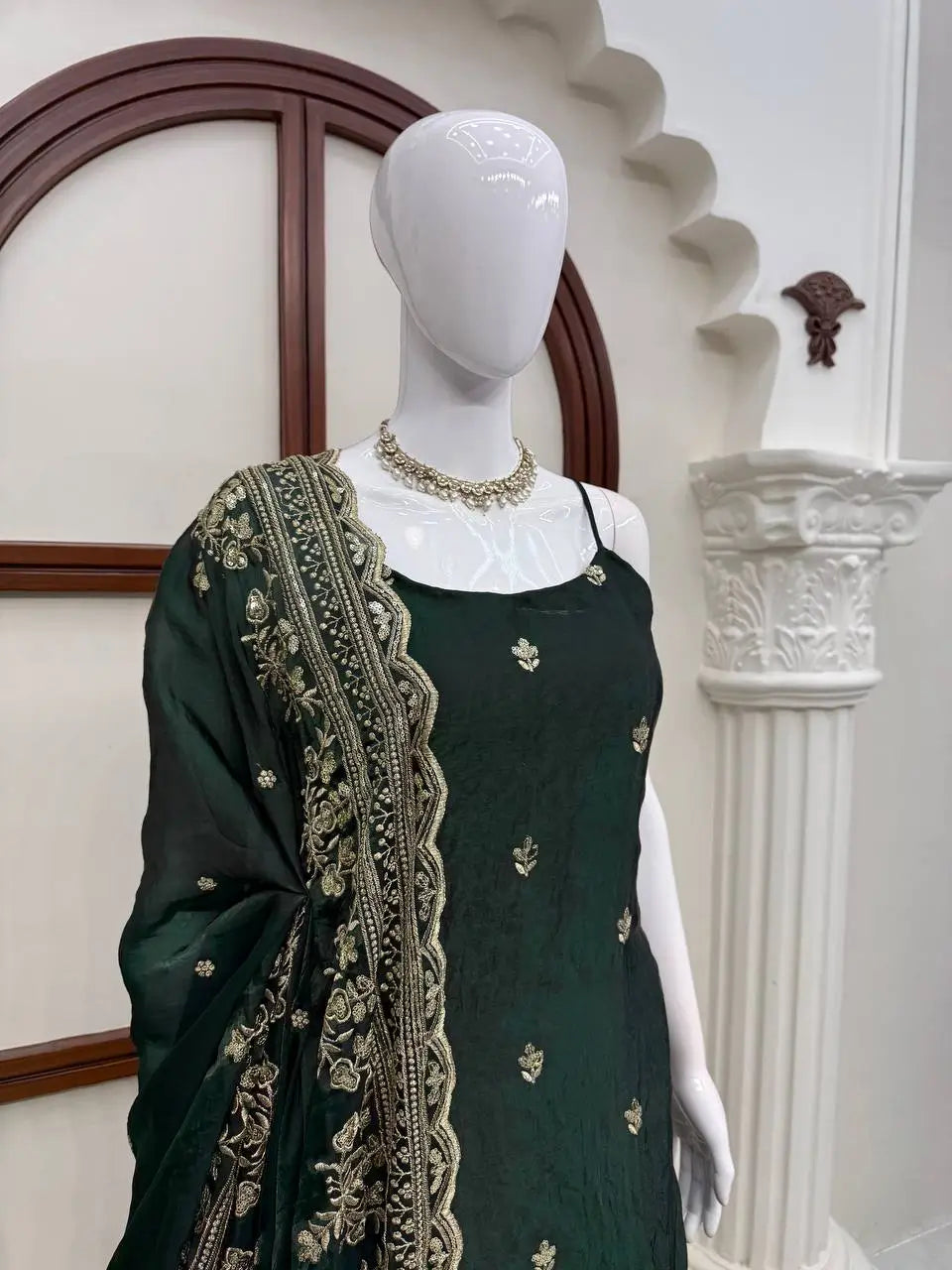 Emerald Sequin Thread Kurta Set