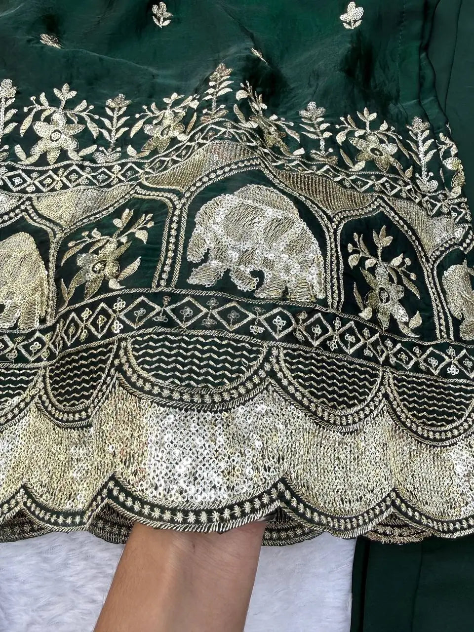 Emerald Sequin Thread Kurta Set